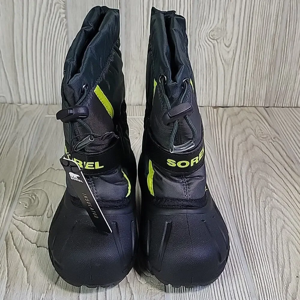 Sorel Flurry Toddler Size 9 Black & Green Waterproof Winter Snow Boots NEW